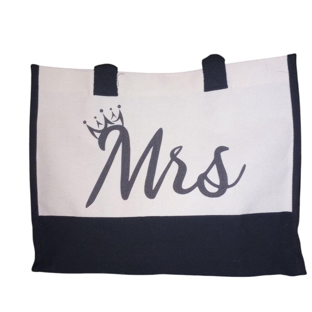 Mrs. Black and White Tote Bag Size 12.7x6.6x16.69 NWOT - Picture 3 of 4